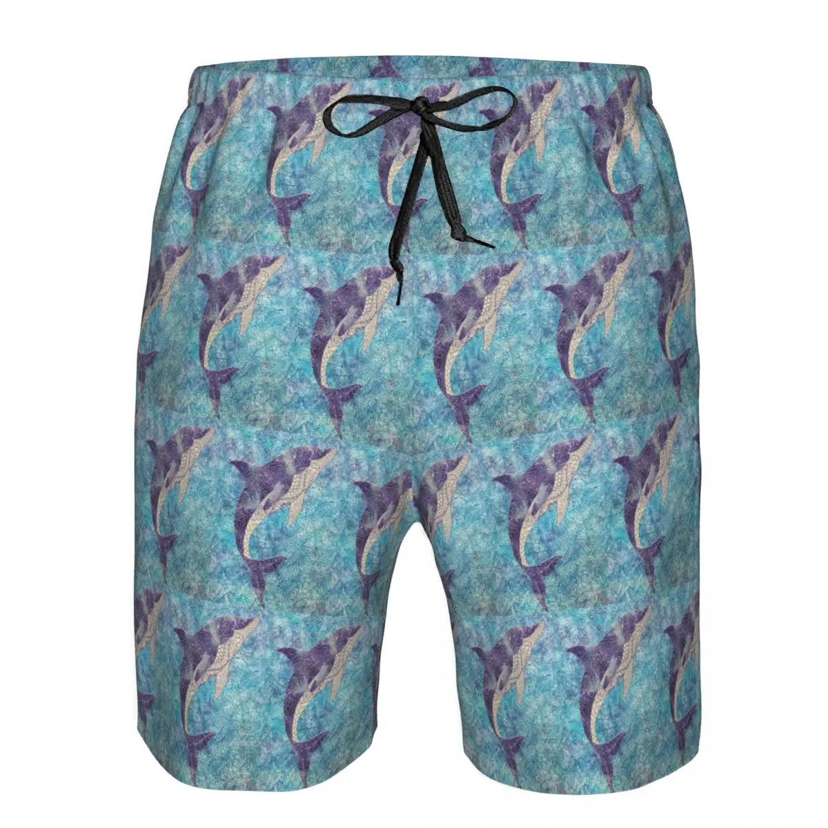 Ethnic Retro Dolphin Print 9 Trunks Beach Board Shorts Casual Quick Dry Swim Summer Men Pants