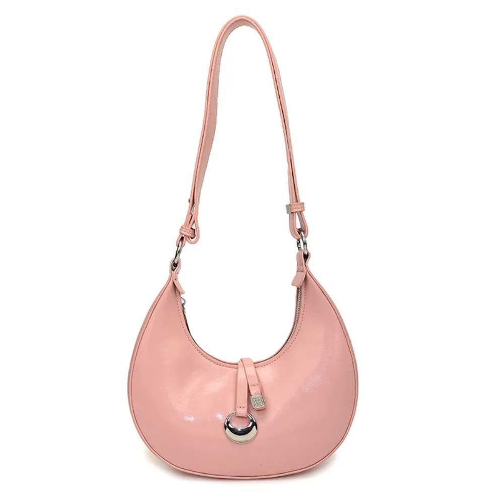

Trendy Korean Style Half-moon Shoulder Bag Large Capacity Retro Crescent Bag Solid Color Zipper Dumpling Crossbody Bag Travel
