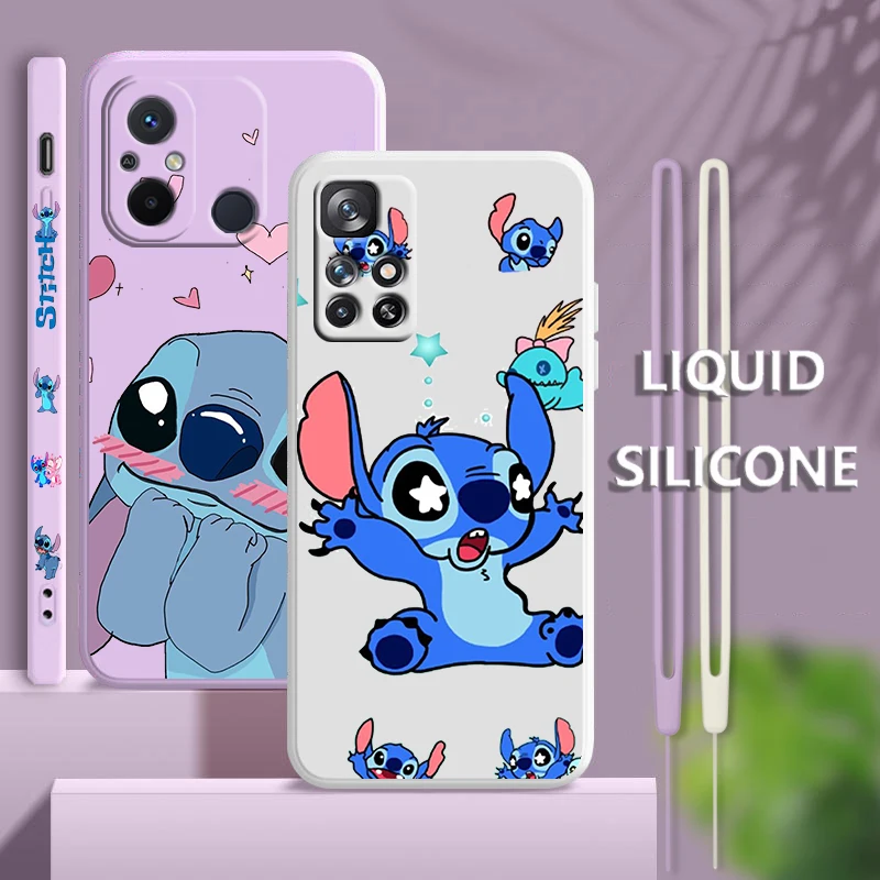 Coque de téléphone Stitch Baby Cartoon pour Xiaomi, Redmi 12, 12C, 11 Prime, A1, 10, 10X, 9, 9A, 9AT, 8 Pro, 4G, 5G Liquid Stores, Corde, Mignon