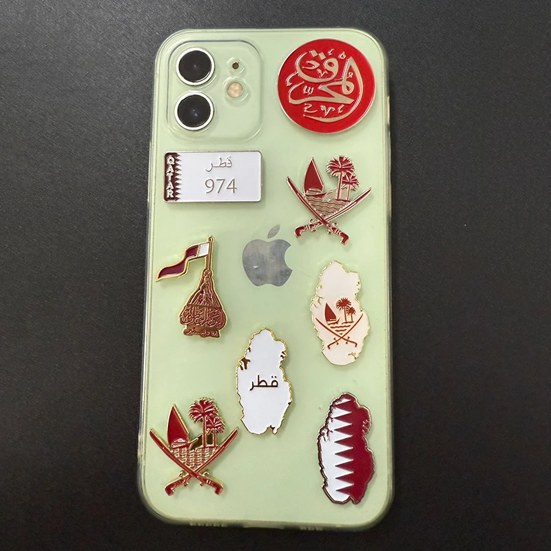 New Qatar Mobile Phone 3M Sticker Badge Metal Pin Broooches Pins