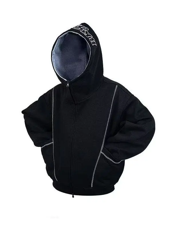 

Trendy American Heavyweight 400g Hooded Zipper Cardigan Jaet Embroidered ape Couple Hoodie Loose Fit Long Sve Polyester