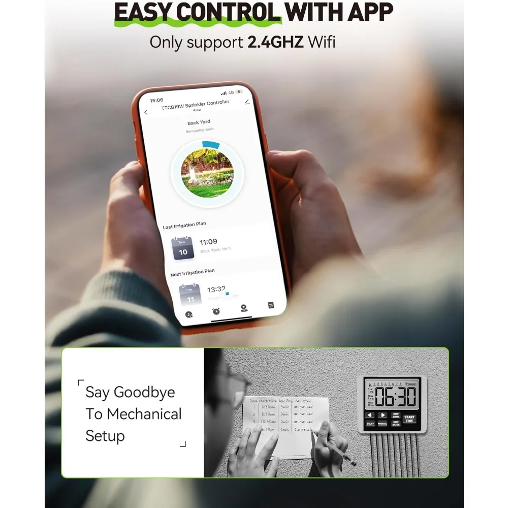 Intelligenter Sprinkler-Controller für Garten und Hof, Timer, Wi-Fi, Controller für Zone 8