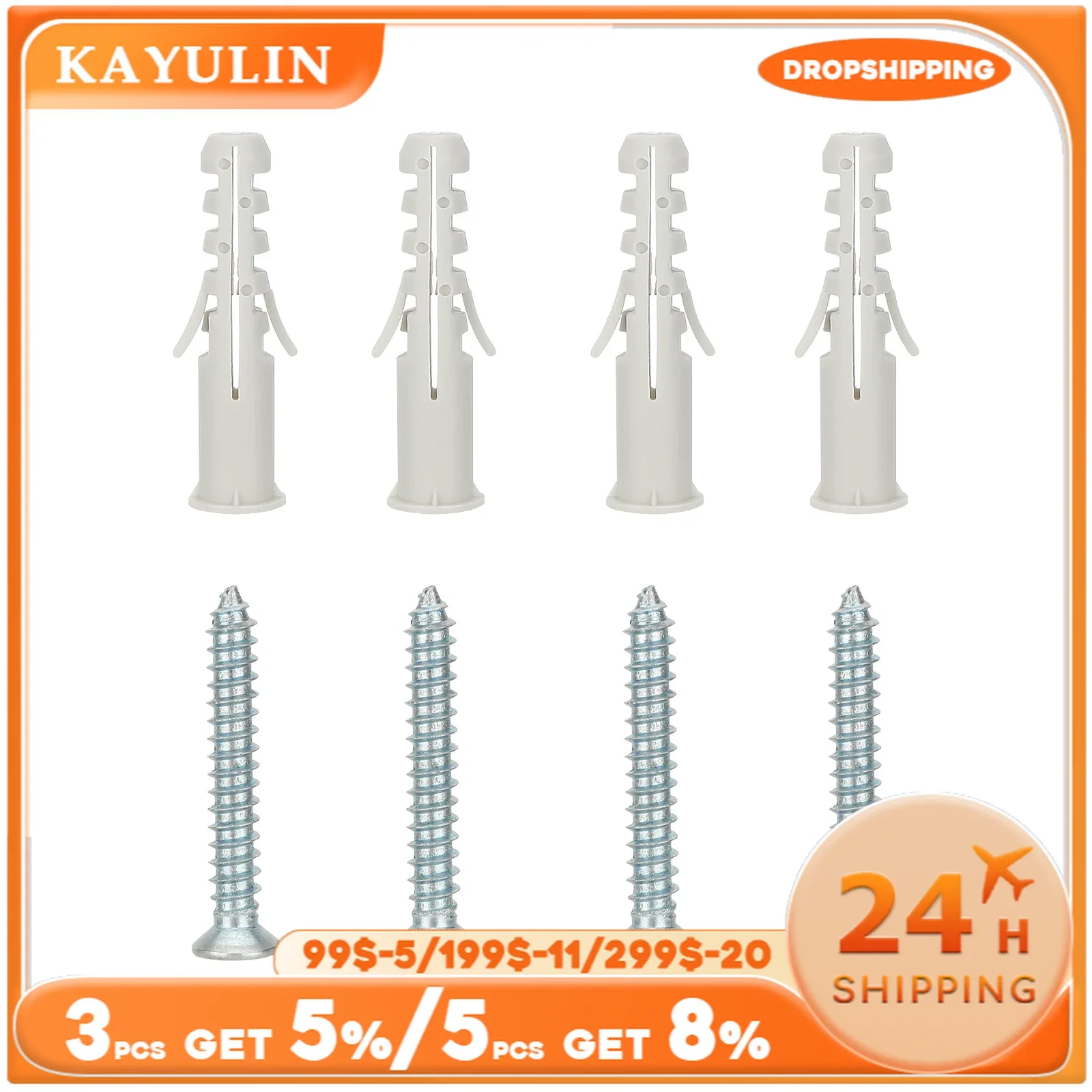 KAYULIN Drywall Anchor and M5.5 Self Drilling Screw Kit (4-Pack)