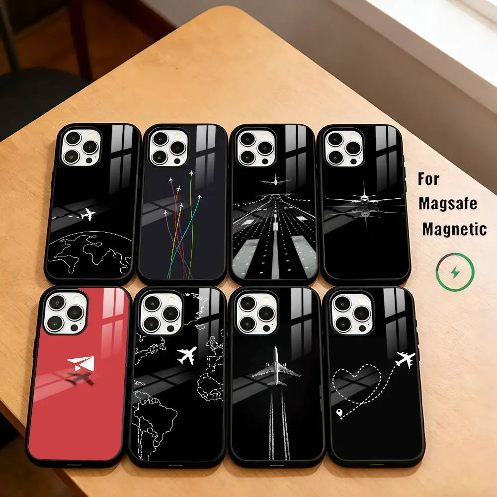 

S-Simple S-Style A-Airplane Phone Case For iPhone17,16,15,14,13,12,11 Plus,Pro Magnetic For Magsafe Wireless Charging