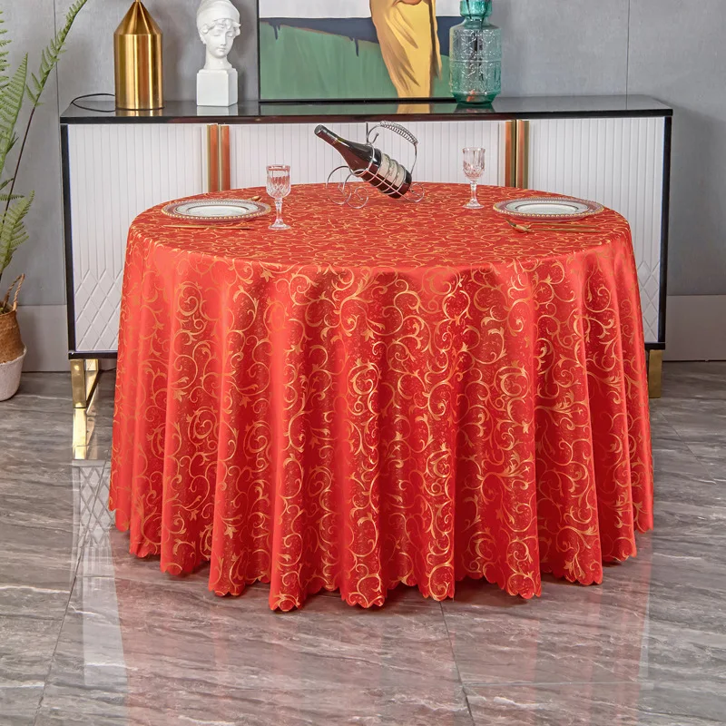 Jacquard Damask Print Round Tablecloth Cover Wedding Decoration for Hotel Restaurant Birthday Party Holiday Festival Celebration