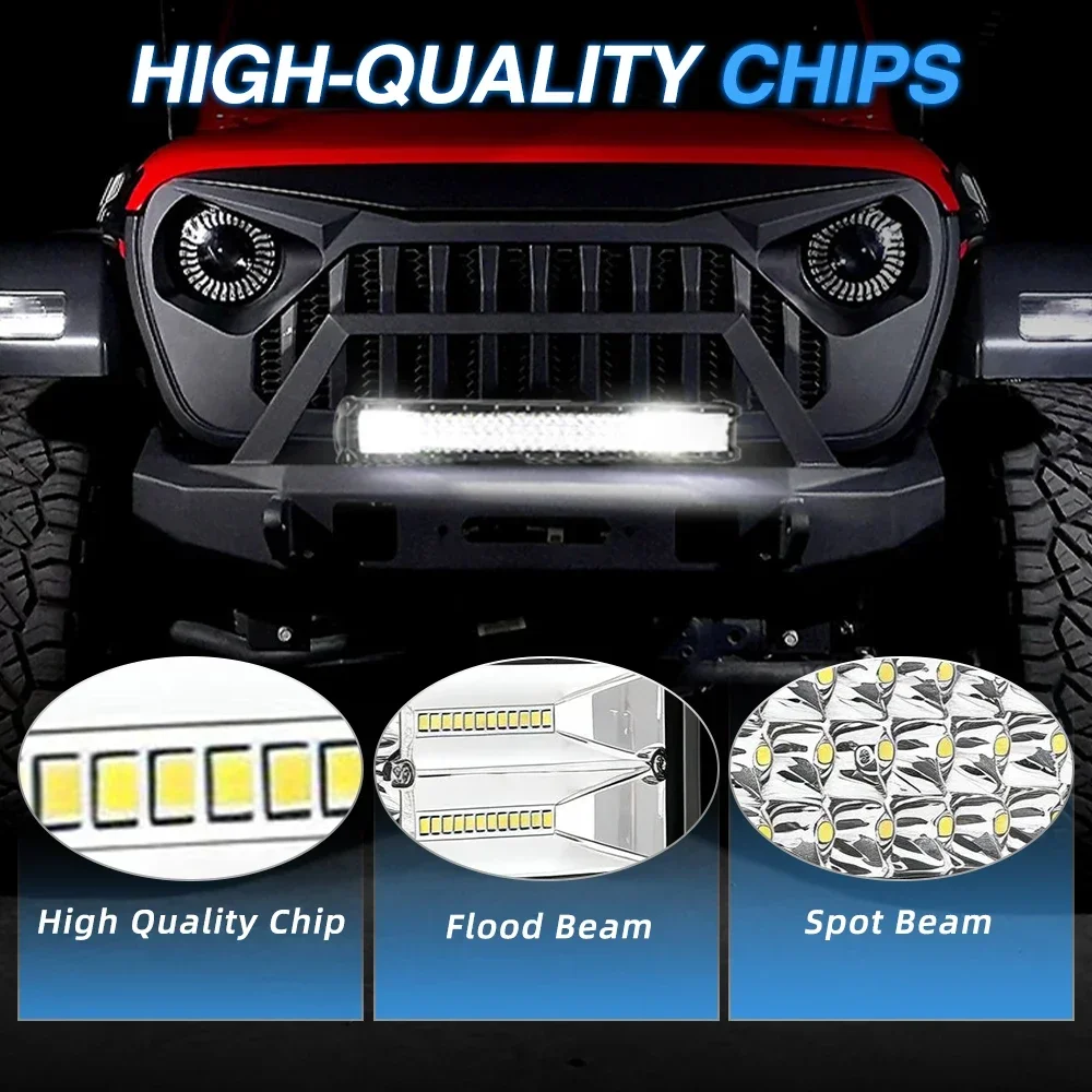 HAOLIDE 3 Row LED Light Bar 20 Inch Combo Spot Flood Beam IP68 Offroad Driving Lamp 12V ATV UTV Truck Picup Hilux off-road use
