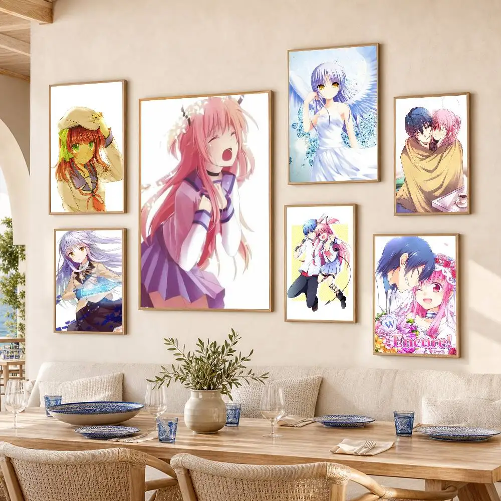 A-Angel Beats  Poster Self-adhesive Art Waterproof Paper Sticker Coffee House Bar Room Wall Decor