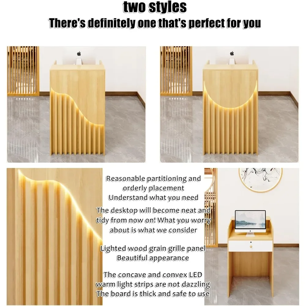 Reception Room Tables,Reception Desk Counter Table,Retail Counter Reception Desk with Drawer Storage,Cashier Front Desk Open