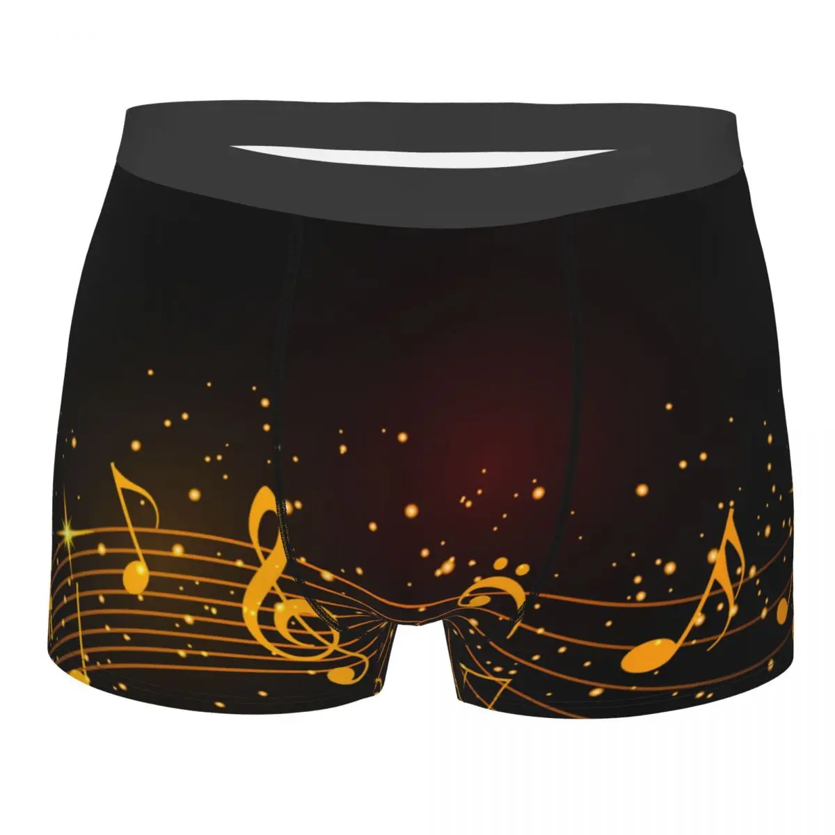 

Men's Underwear Underpants Abstract Gold Musical Notes Men Boxer Shorts Elastic Male Panties