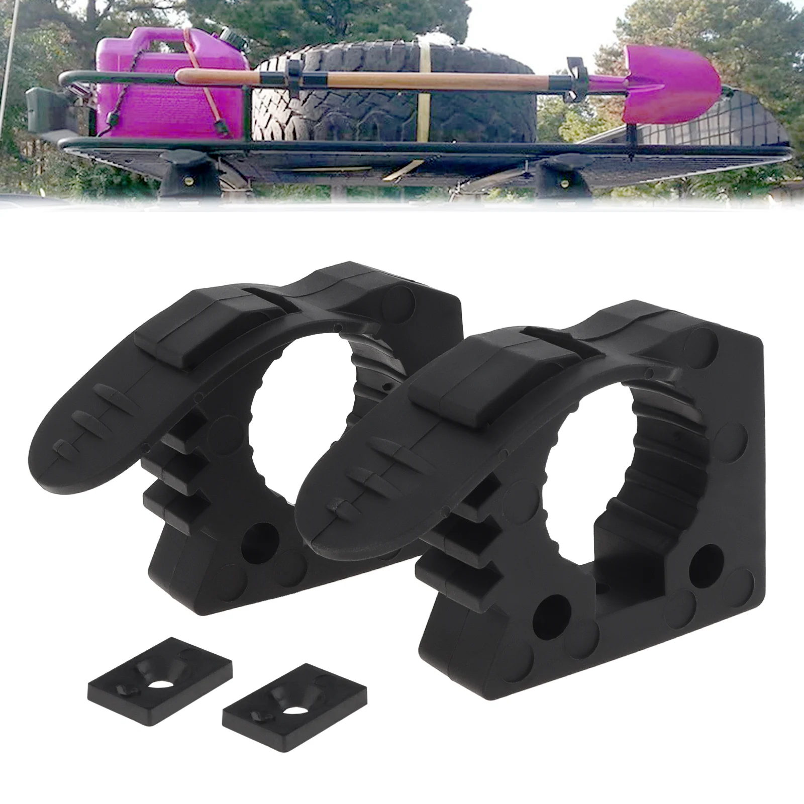 2pcs  Fixed Buckle Thickening Quick Rubber Clip Roof Rack Shovel Mount, Black Non Slip Roof Rack Accessories