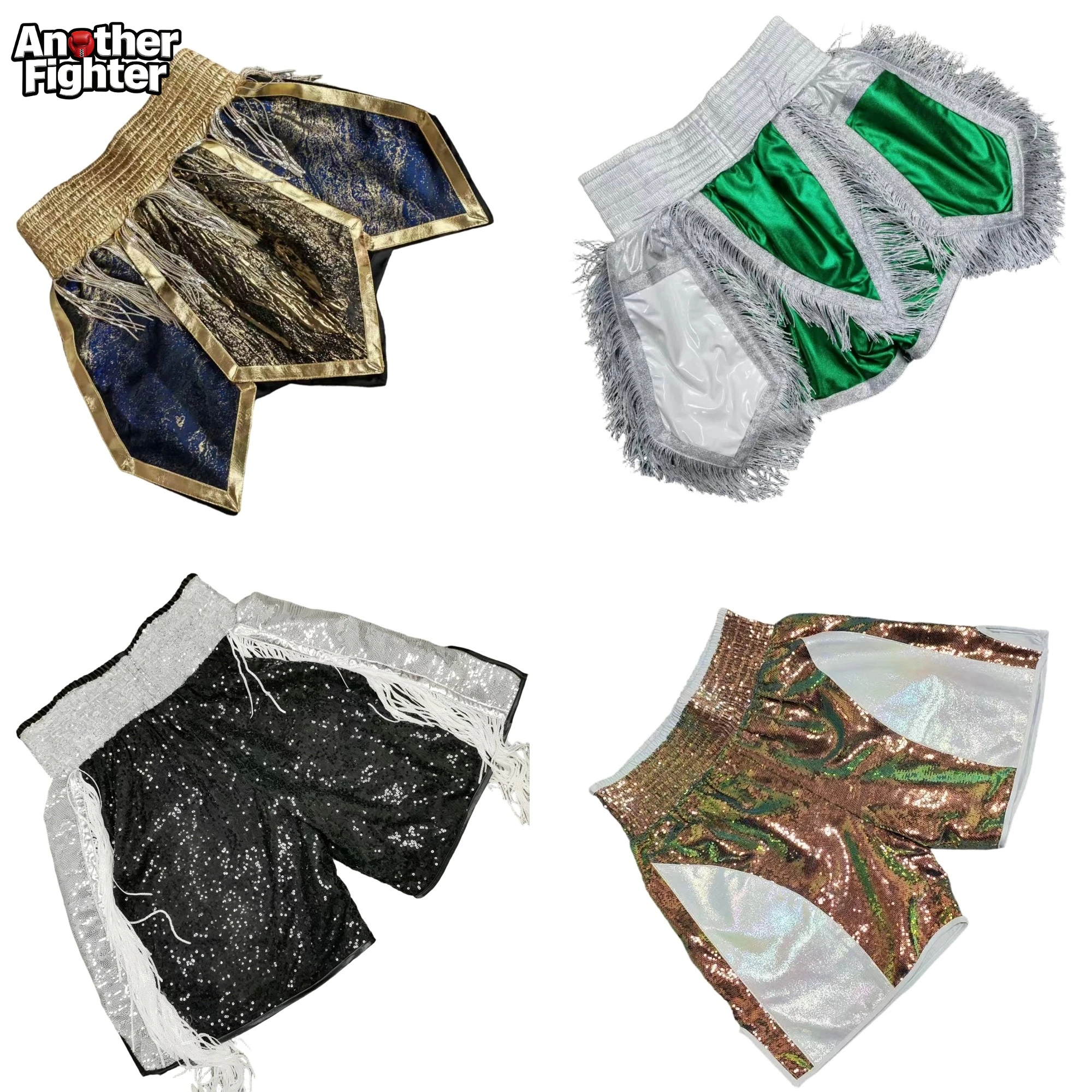 

Boxing Shorts Professional Muay Thai Shorts Men Women Kids Sparkly Sequin Martial Arts MMA Cage Fight Training Kickboxing Trunks