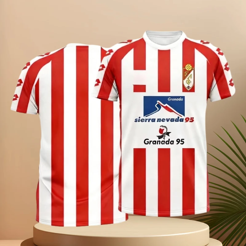 Camiseta de Fútbol 2026 con Rayas Rojas y Blancas, Transpirable, para Padres e Hijos, Conjunto Familiar