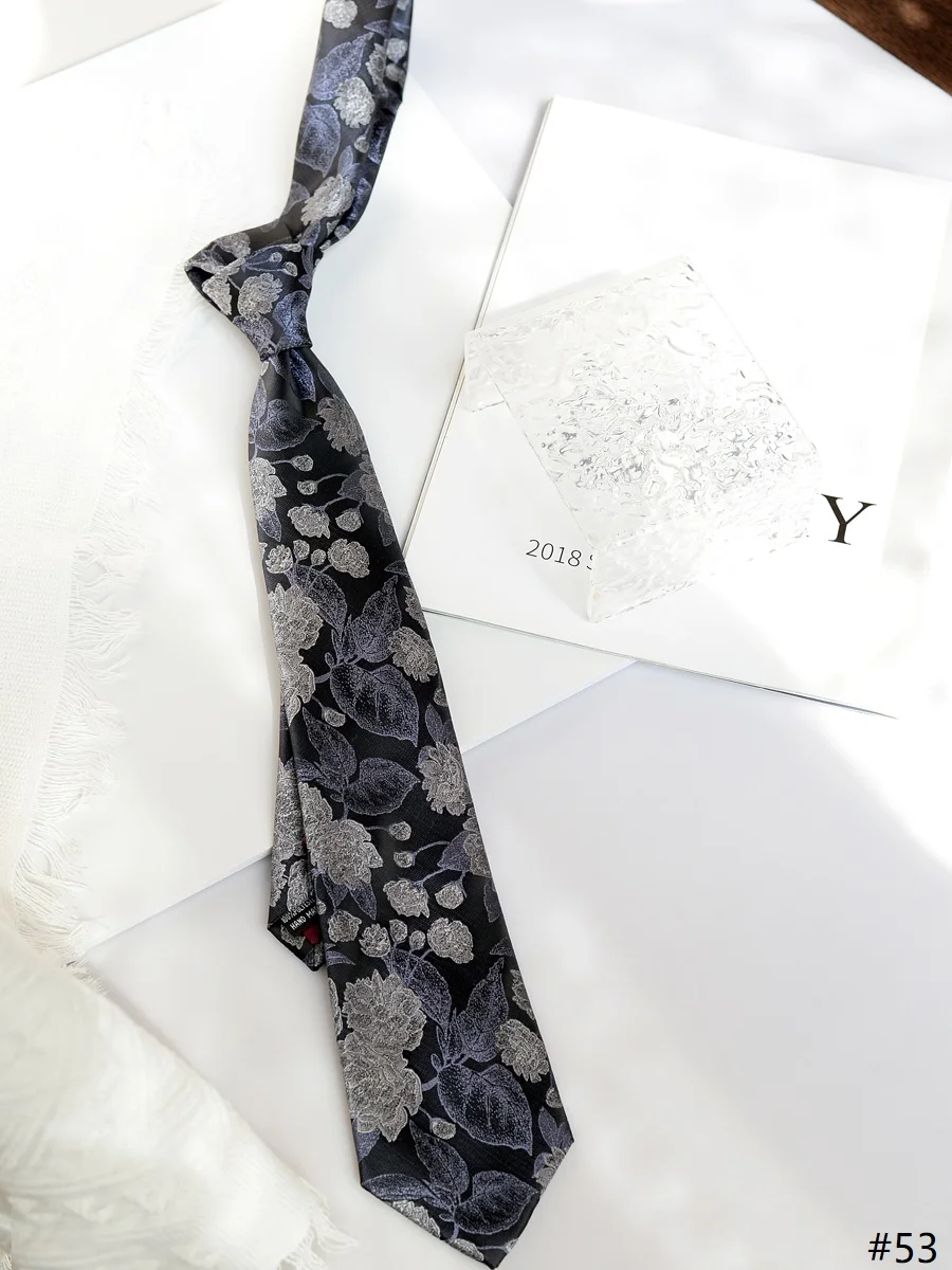 High Quality Jacquard Flower Pattern Tie Casual Shirt Accessories For Women and Men Artistic Youth Fashion 7CM Wide Necktie