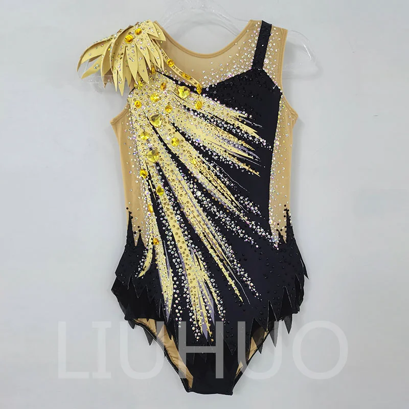 LIUHUO Rhythmic Gymnastics Leotard Black Competitive Gymnastics Performance Clothing