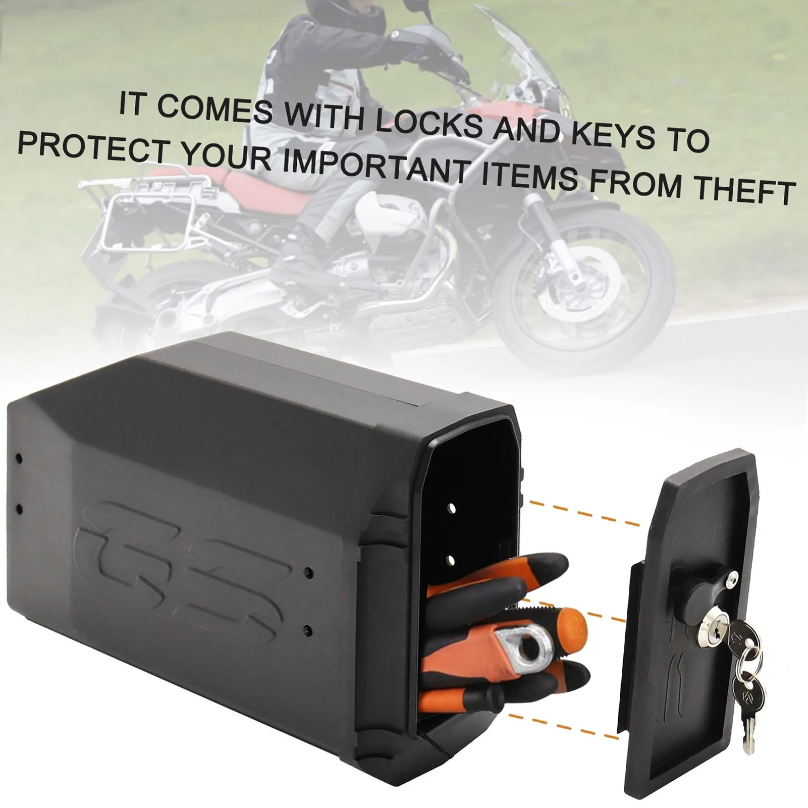 4.2L Motorcycle Storage Case Side Bracket Tool Box Accessories Portable Motorcycle Tool Box with Keys for R1200GS 2008‑2018