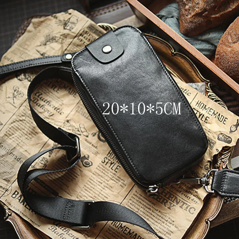 AETOO  Leather chest bag men's summer mobile phone bag small hand bag multi-functional small bag cowhide Fanny pack one shoulder