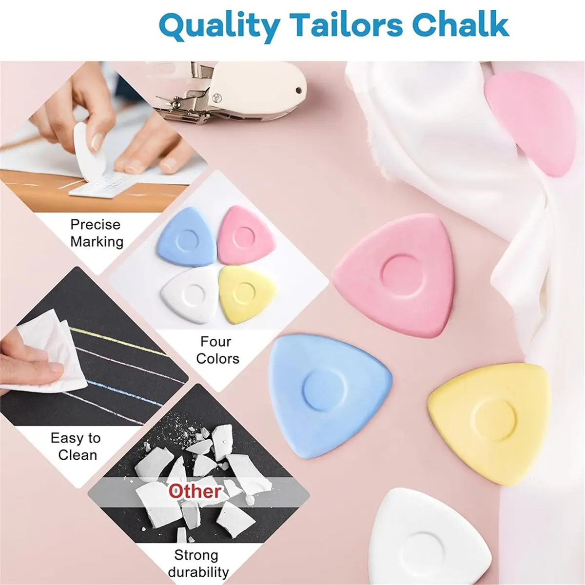 60pc Tailor'S Triangle Fabric Chalk Markers Precise for Quilting & Sewing [2026 MOCC]