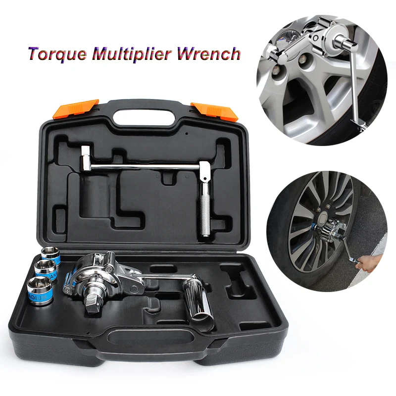 1/2 Torsional Torque Multiplier Wrench 320N.M Tire Changing  with 17mm/19mm/21mm Sockets Lug Nut Removal Tool for Most Vehicles