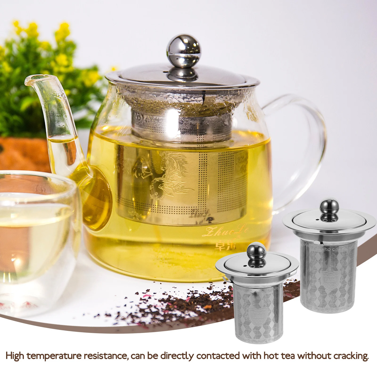 

2Pcs Tea Strainer Fine Mesh Stainless Steel Infuser High Temperature Resistant for Loose Tea Strainer for Teapot