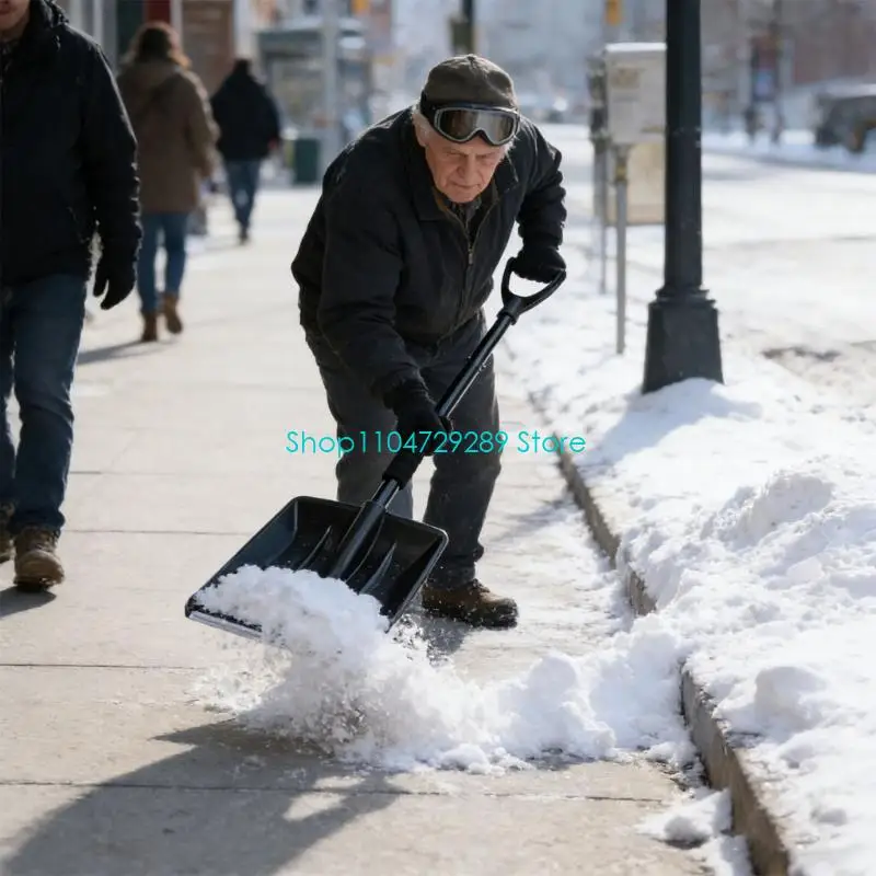 D8KE Strong Metal Building Snow Shovel Ergonomic Handle Reduces Fatigue Efficient Snow Removal Tool for Winter Use