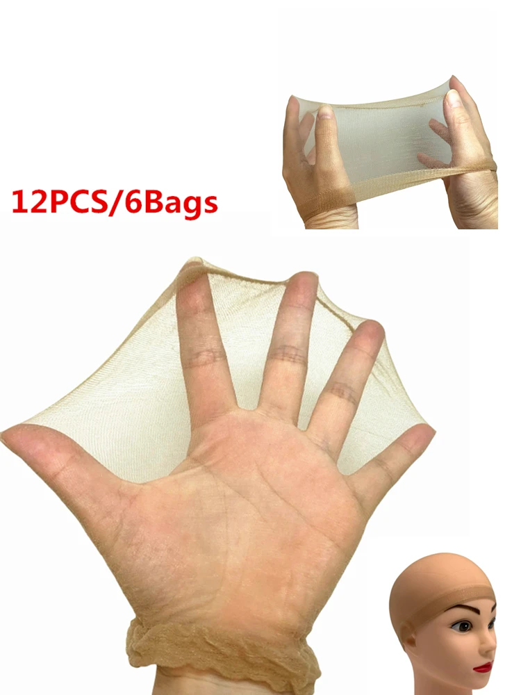 Bonnet de perruque HD Invisible Ultra fin pour perruques avant en dentelle, bonnet de bas en Nylon transparent en vrac pour femmes, vente en gros, 2/6/12 paquets