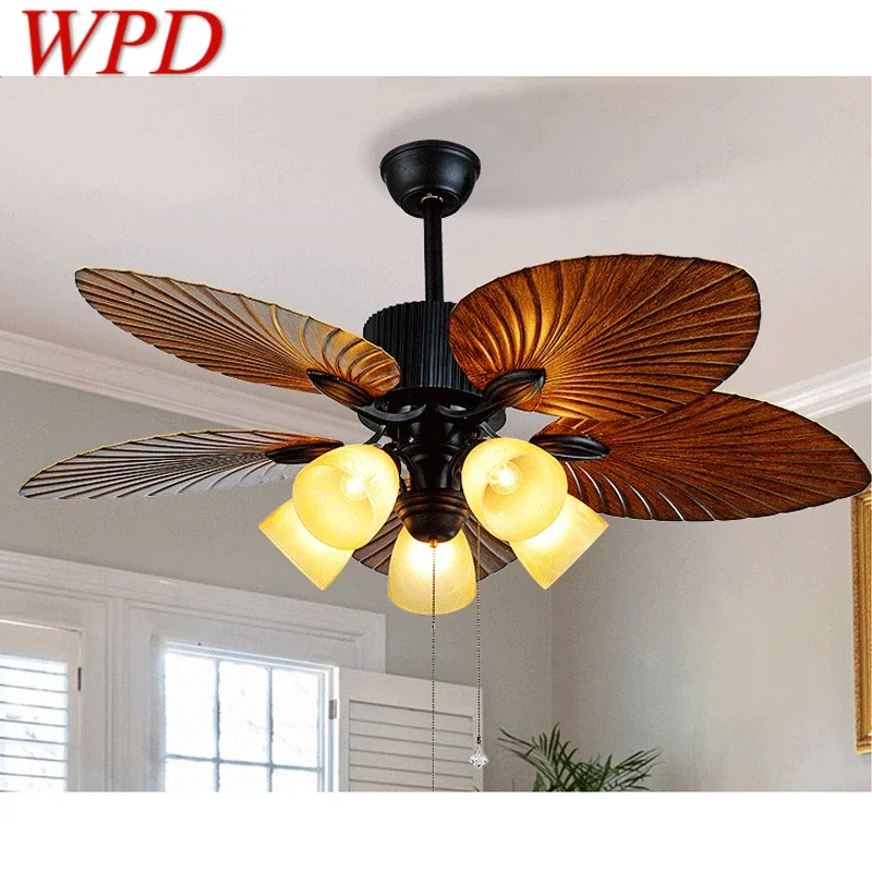 

WPD Ceiling Lamps With Fan For Rooms With Wood Blade Remote Control Modern Fan Light Home Dining Room Bedroom Restaurant