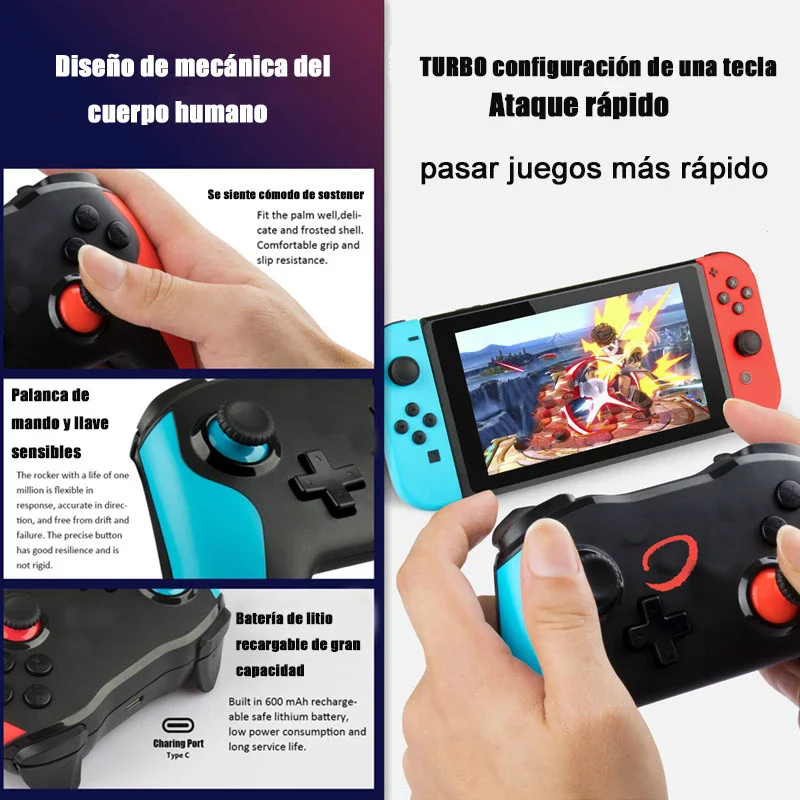 GAMINJA NFC Wireless Controller Bluetooth Gamepad For Nintendo Switch Lite PC TV Box Smart Phone 6-axis Dual vibration Joystick