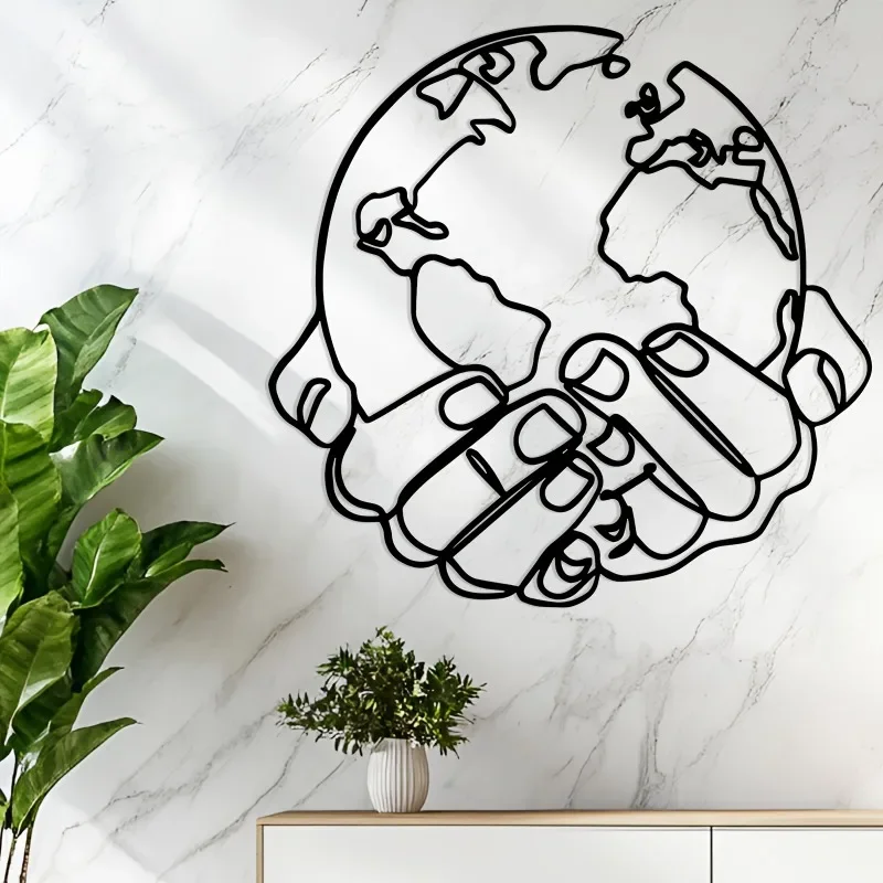 CIFBUY Iron Wall Art Vintage Hand Metal Sculpture Elegant Hanging Ornament For Office Living Room Bedroom Home Decoration