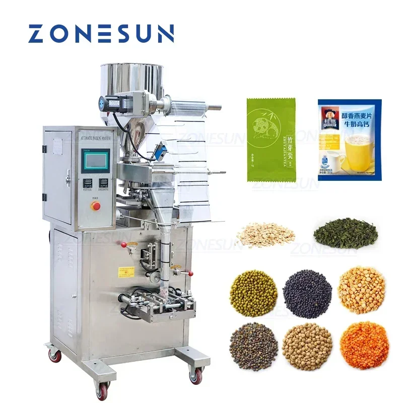 ZONESUN Intelligent Granular Material Filling Sealing Machine for Coffee Soybean Sunflower Seeds Packaging of Flat Pillow Bags