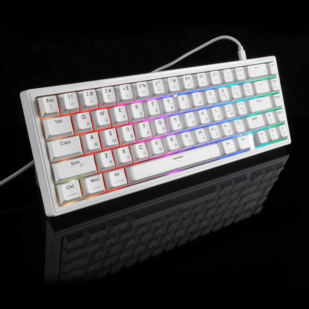 68-Key Mechanical Gaming Keyboard Aluminium 2.4Ghz Wireless Wired Compatible Silent Switch LED Lighting Waterproof Programmable