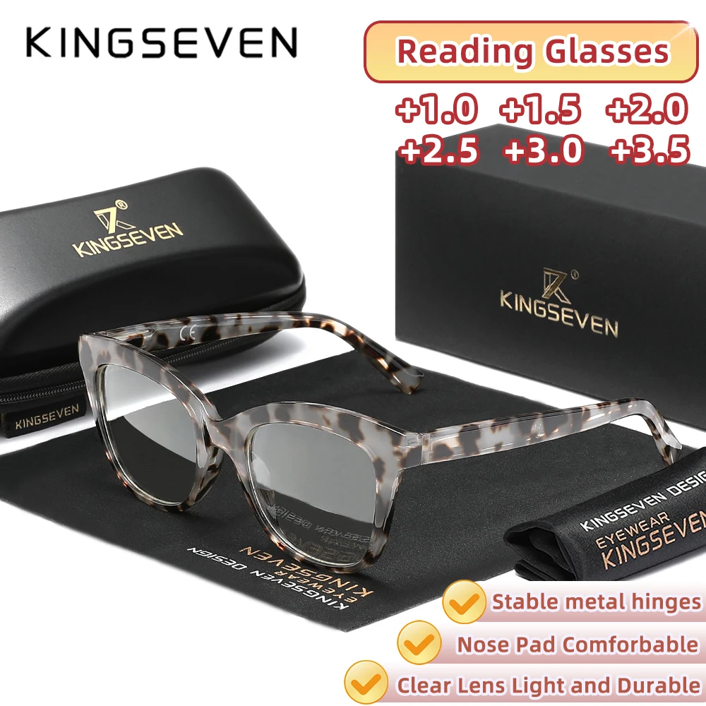 

KINGSEVEN Women's Grade Retro Reading Glasses Hyperopia Optical Lens +1.0~+3.5 For Men Rectangle Frame With Prescription Eyewear