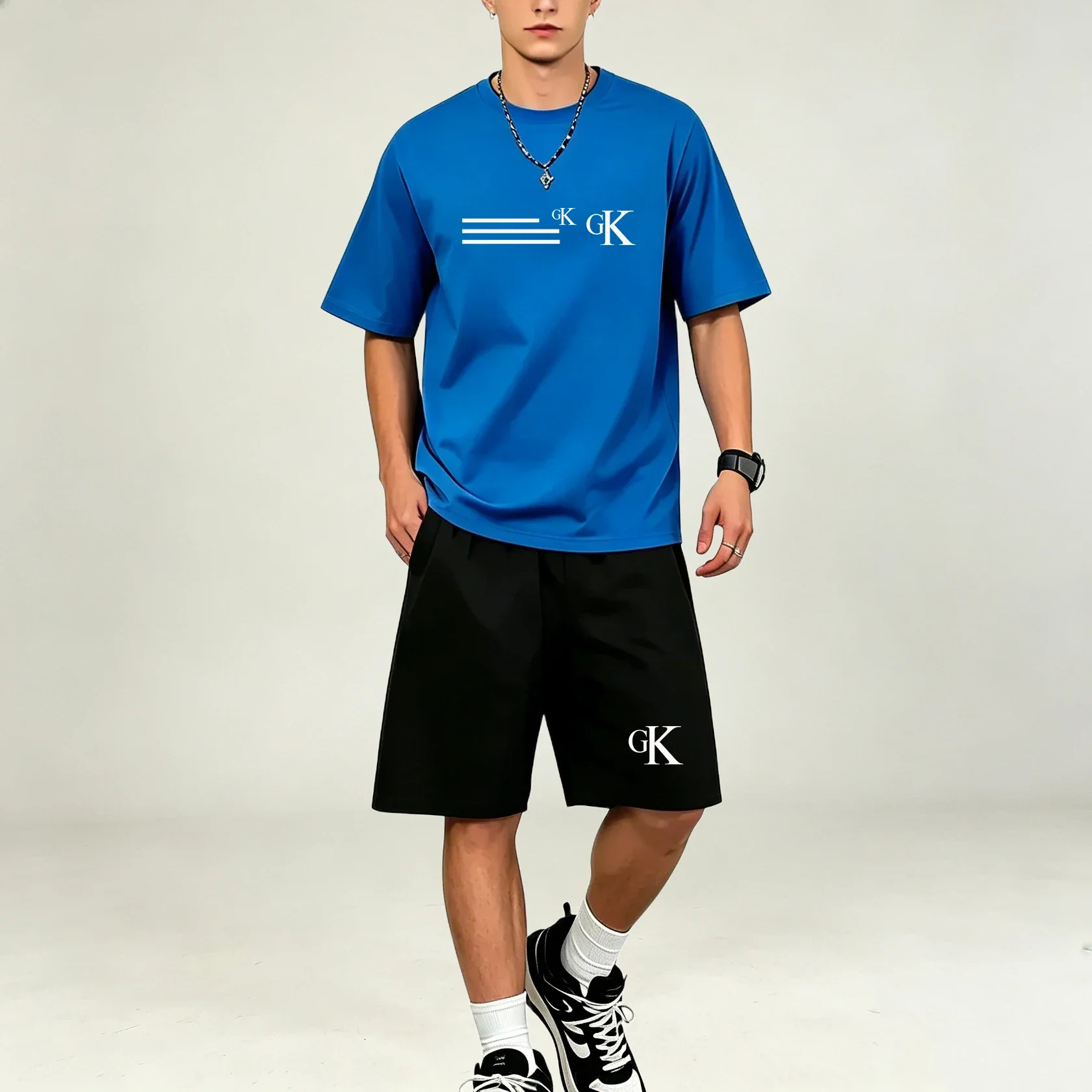 Summer Men TShirts Sets Quick Dry Breathable Light Sportswear Short Sleeve Top Pocket Elastic Shorts Outdoor Cycling Leisure Set view 6