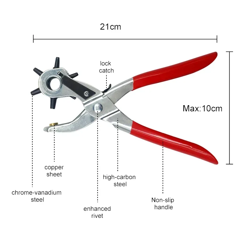 Leather Belt Hole Punch Plier Eyelet Puncher Revolve Sewing Machine Bag Setter Tool Watchband Strap Household leathercraft image 3