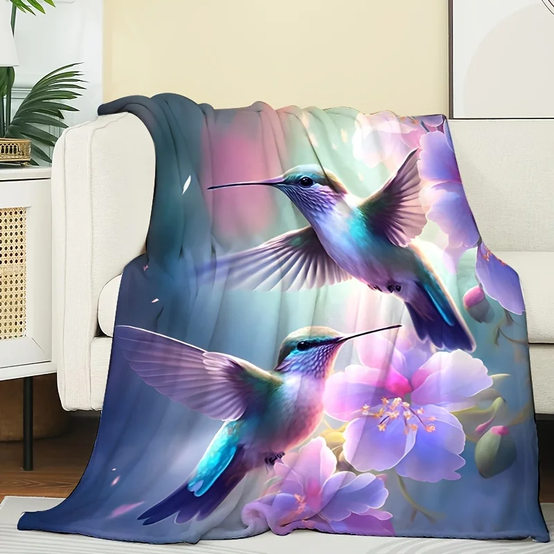 1pc Flannel Creative Magpie Bird Blanket Comfortable Soft Throw Blanket Four Seasons Blanket Air Conditioning Nap Sofa Blanket P