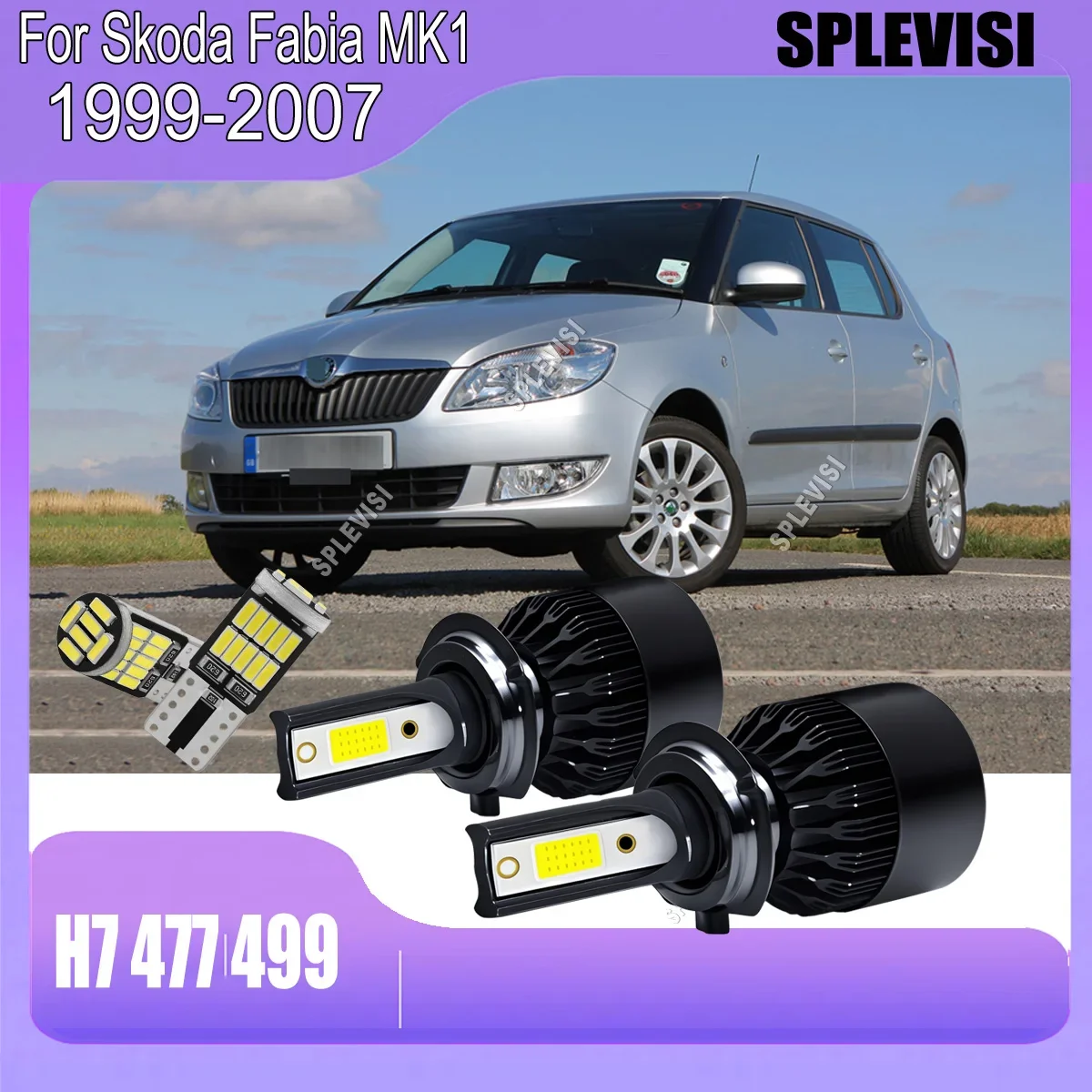 LED 477 499 60W Headlamp Bulbs 300% More Visibility than Halogen For Skoda Fabia MK1 1999 2000 2001 2002 2003 2004 2005-2007