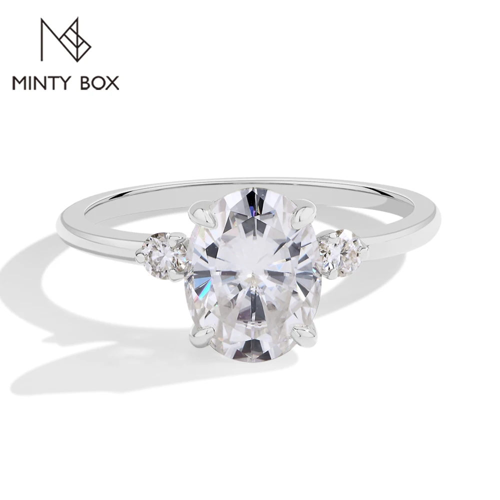 MINTYBOX Oval 2.0ct S925 Silver Moissanite Engagement Ring for Women 9*7mm Lab Diamond Rings Luxury Wedding Fine Jewelry Gift