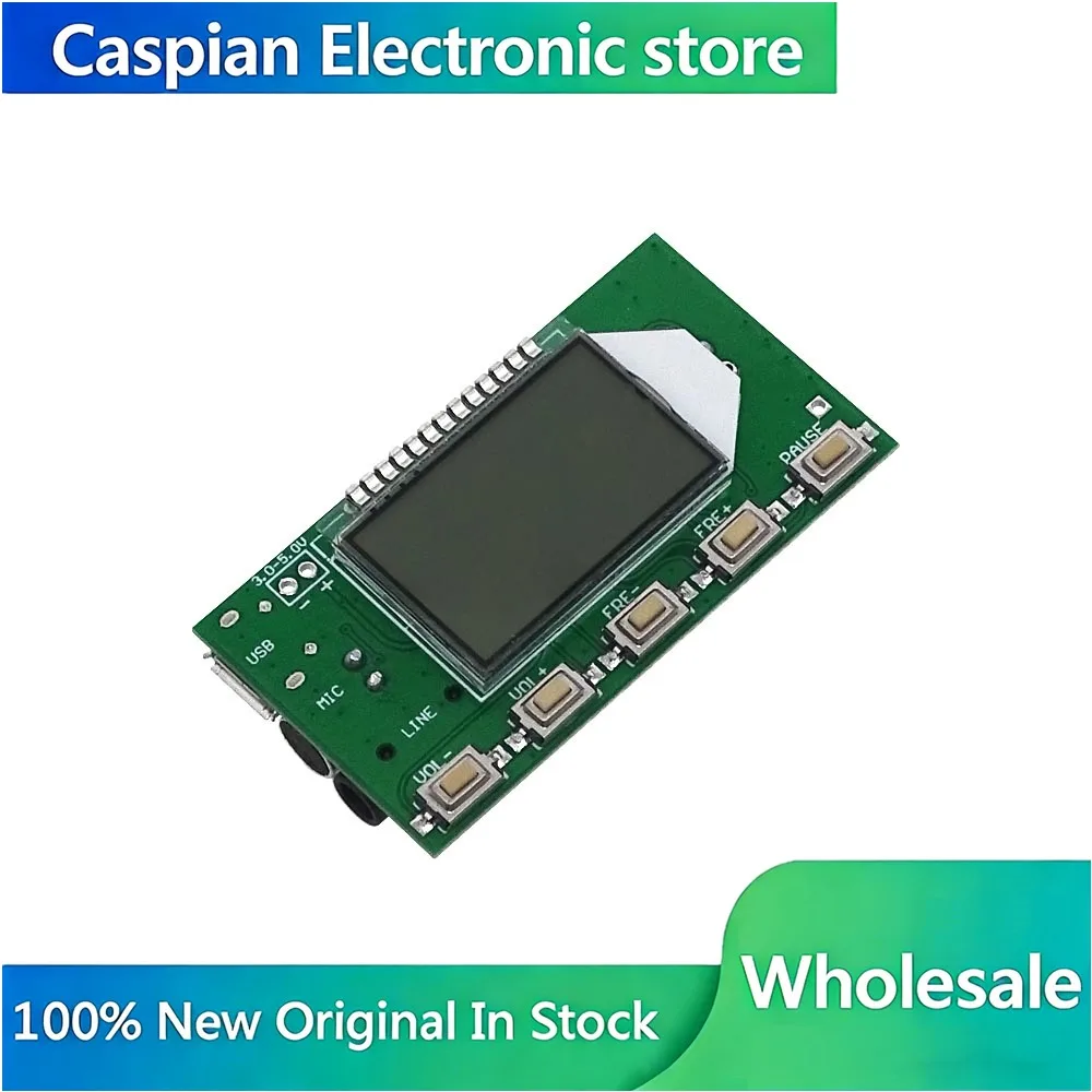 5Pcs DSP PLL 87-108MHz Stereo FM Transmitter Module, LCD Digital Wireless Microphone Board USB/LINE/MIC