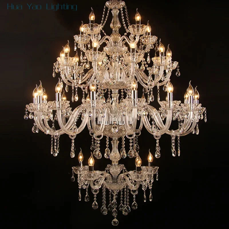 

Stairs 1/2/3/4 Layer K9 Crystal Chandelier Pendant Light Luxury Lamp Hotel Lobby Villa Foyer Decoration Living Light Vintage