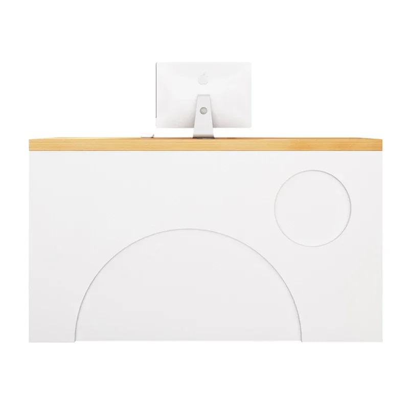 Minimalist Furniture Gold Floaoting Shelf Cheap Desk Reception Curved Salon Beauty Institute Counter Black Luxury Office Modern