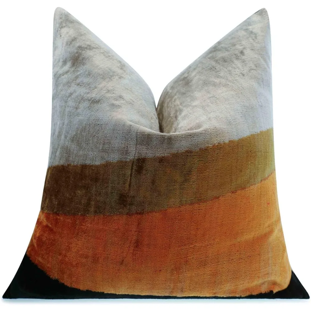 

Экологичная бархатная полосатая подушка, роскошная подушка 20x20 дюймов с плюшевым наполнителем