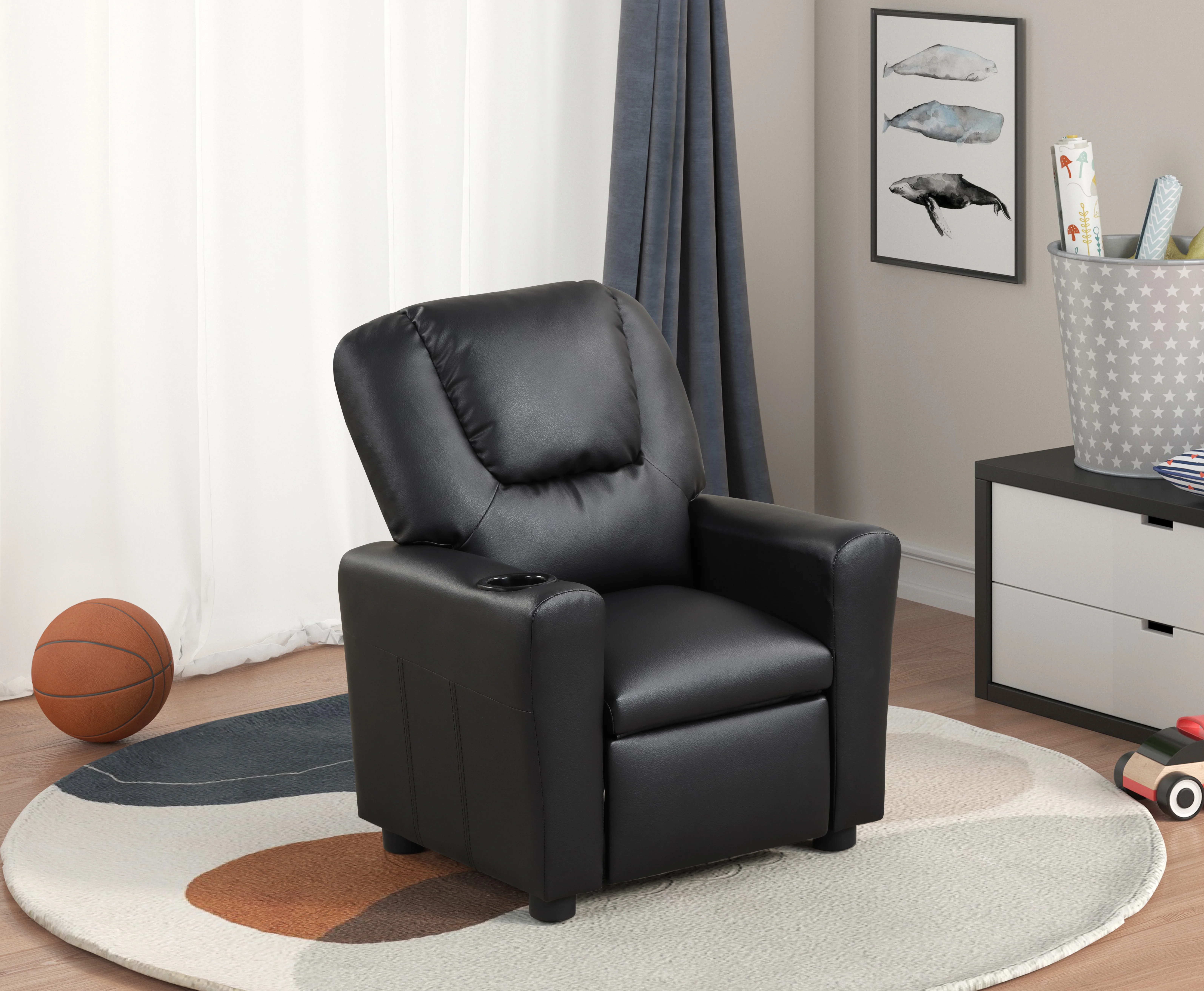 

Marisa Black PU Leather Kids Recliner Chair