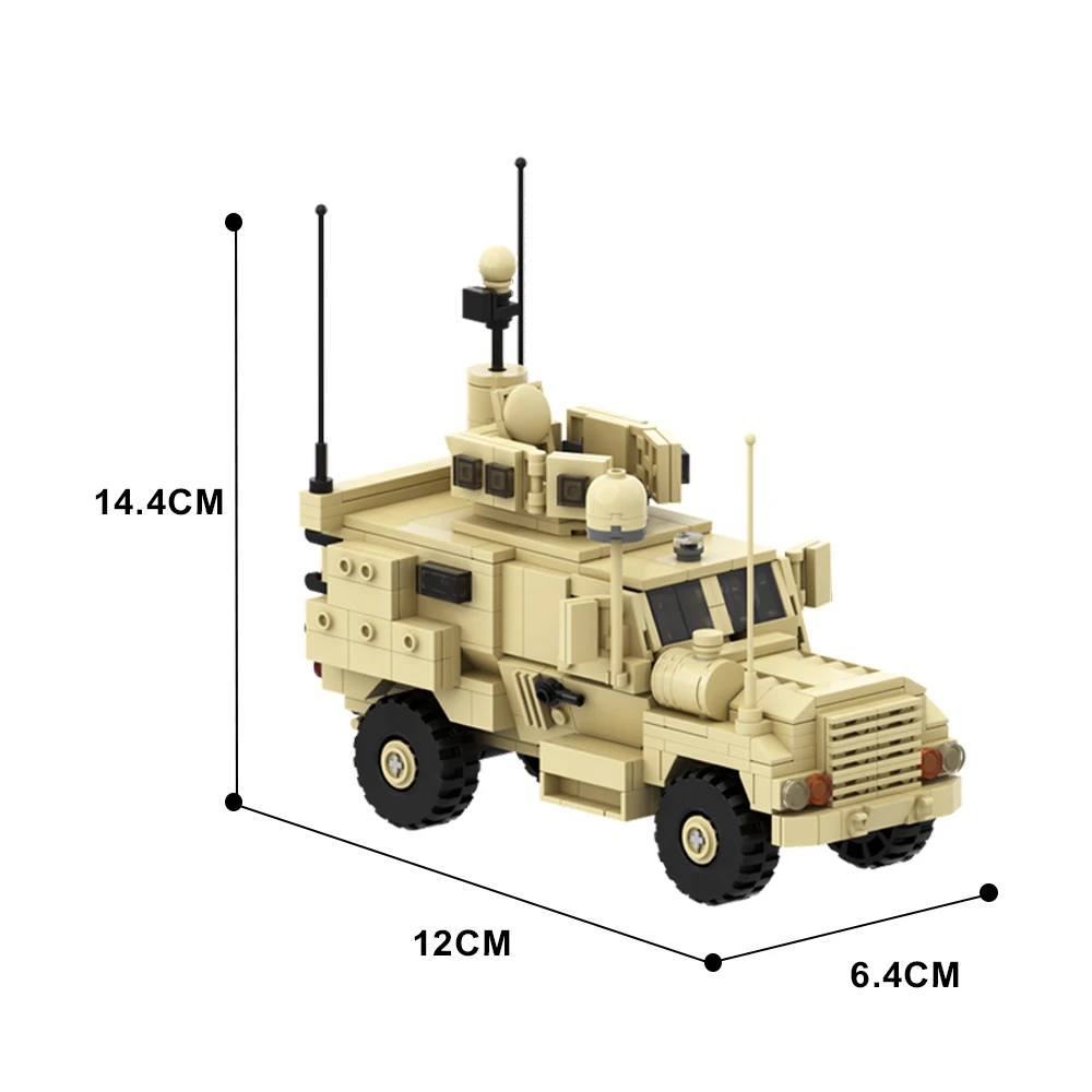 Gobricks pojazd wojskowy seria MOC-67376 4x4 MRAP zestaw modeli do składania czołgu MOC klocki edukacyjne dla dziecka prezent urodzinowy