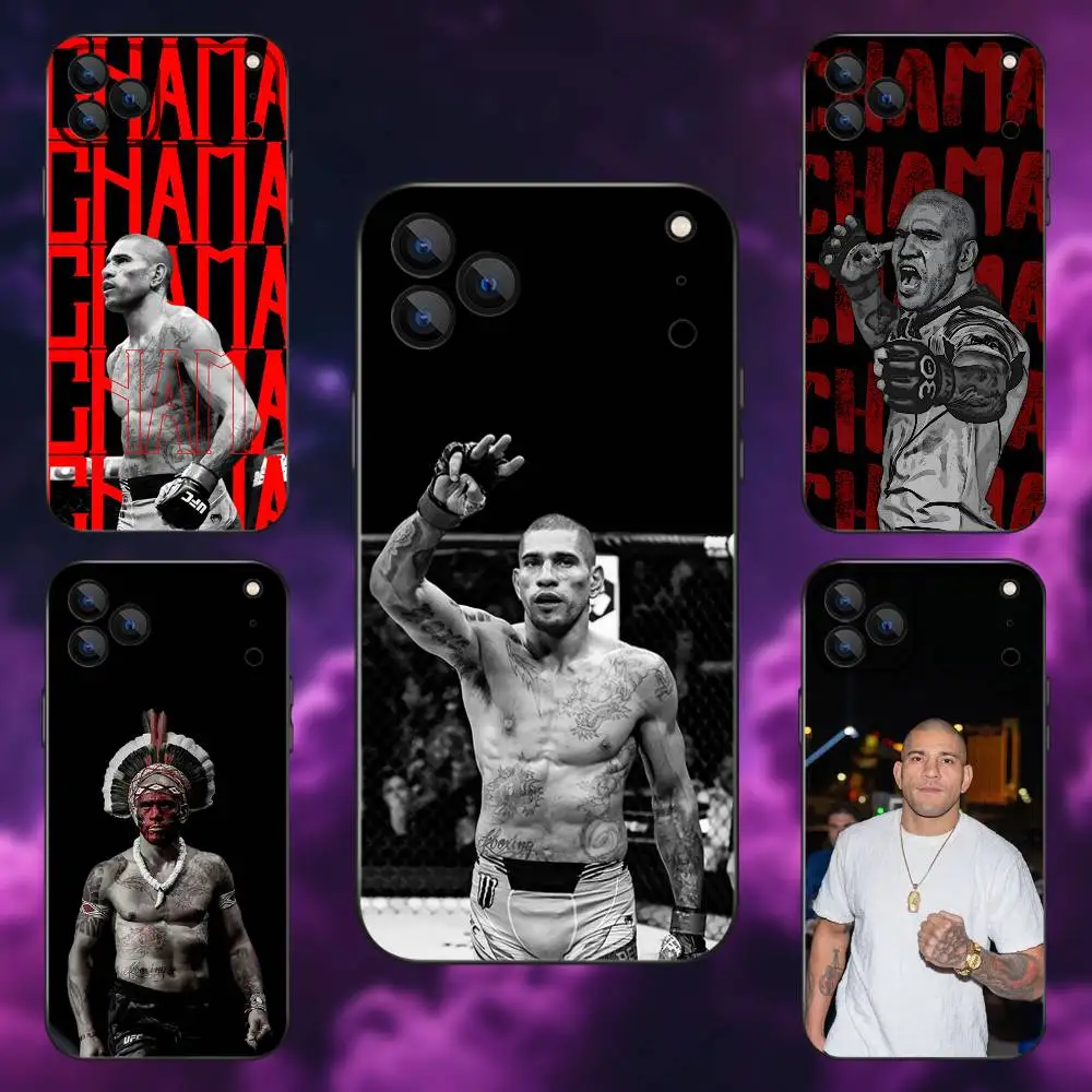 حافظة هاتف مقاتلة A-Alex P-Pereira لهاتف iPhone 17,16,15,14,13,12,Pro,Max,Plus,E,SE4,Air,Mini Black Soft Box #1