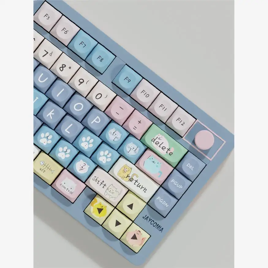 Cute Cat Mouse Keycaps PBT Material XDA/MOA Height Keycaps Cap Heat Sublimation  Russian Korean Phonetic Japanese Cross Keycap