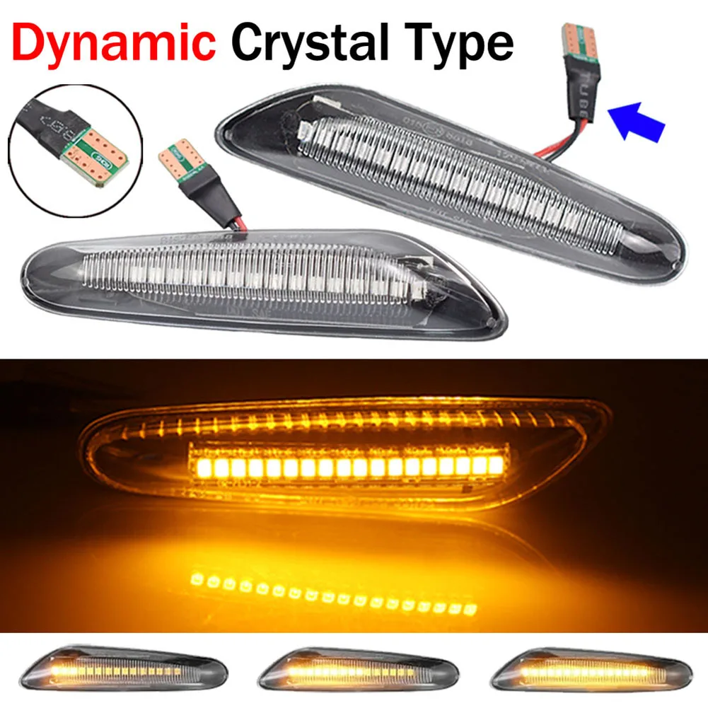 2Pcs Sequential Flashing LED Turn Signal Side Marker Light Blinker for BMW X3 E83 X1 E84 E46 E60 E61 E81 E82 E88 E90 E91 E92 E93