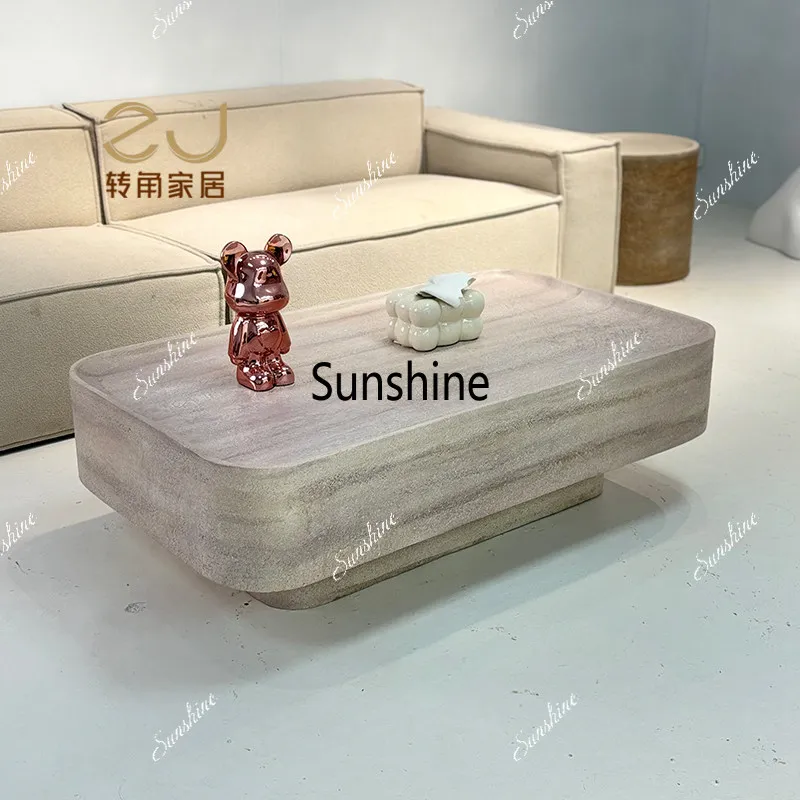 

Minimal rectangular glass fiber reinforced plastic travertine coffee table light luxury artistic sense household coffee table