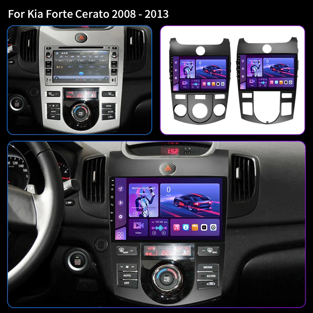 2 Din Android16 For KIA Forte Cerato 2008-2014 Car Auto Radio Multimedia Video Player GPS DVD Carplay Stereo Audio Head Unit DVD