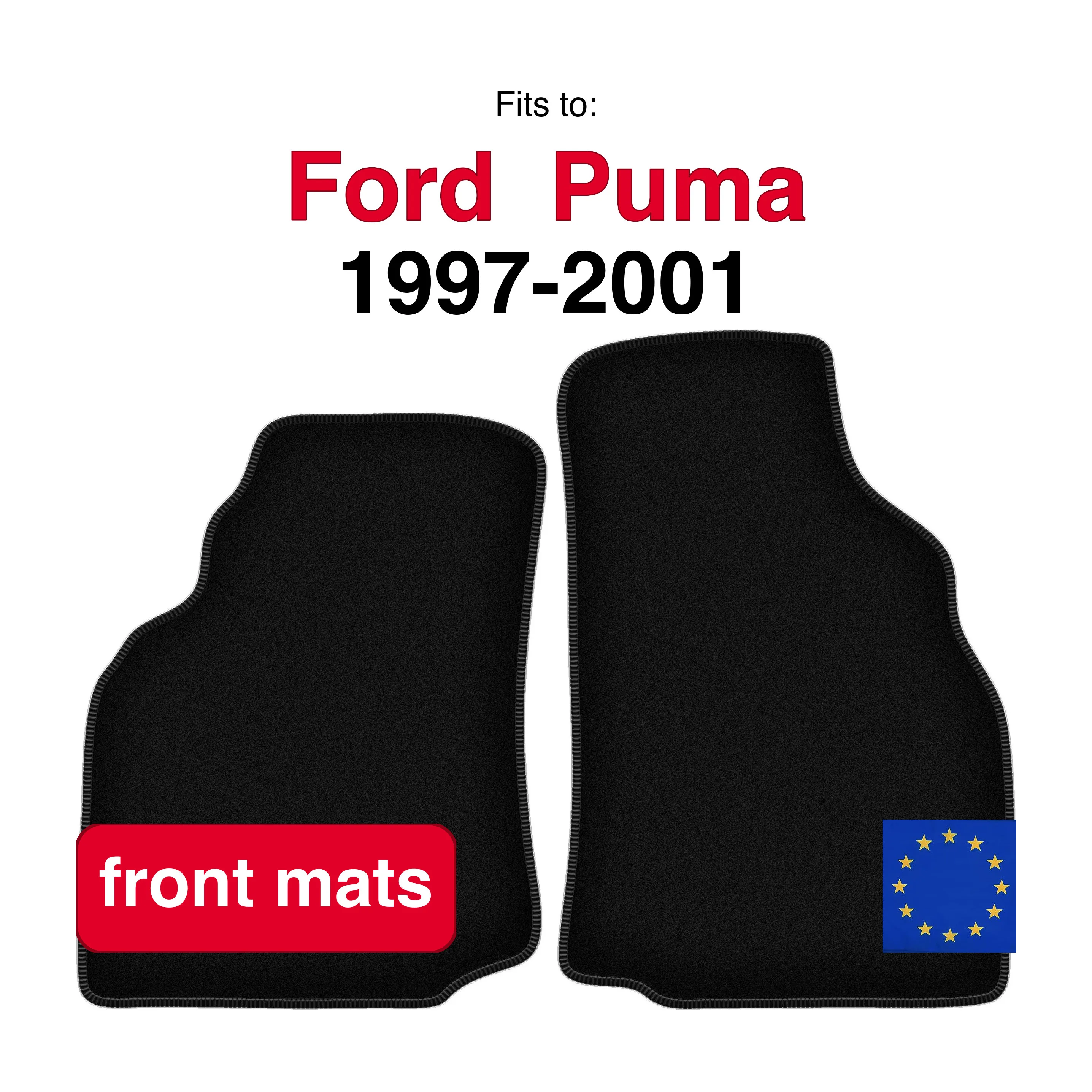 Velours vloermatten voor Ford Puma Coupé (1997-2001) - Zwart (2 stuks) set auto vloermatten voor de voorkant van de auto