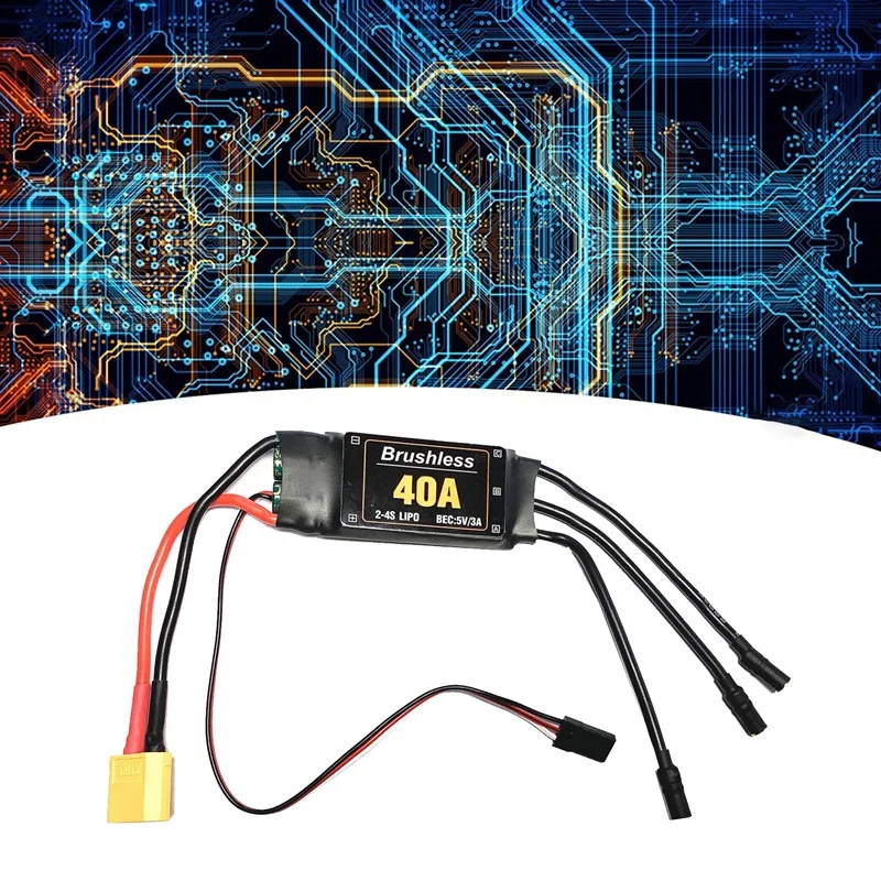 40A Brushless ESC Black Brushless ESC XT60 Speed Controller Motor For RC FPV Quadcopter Helicopter - Image 4