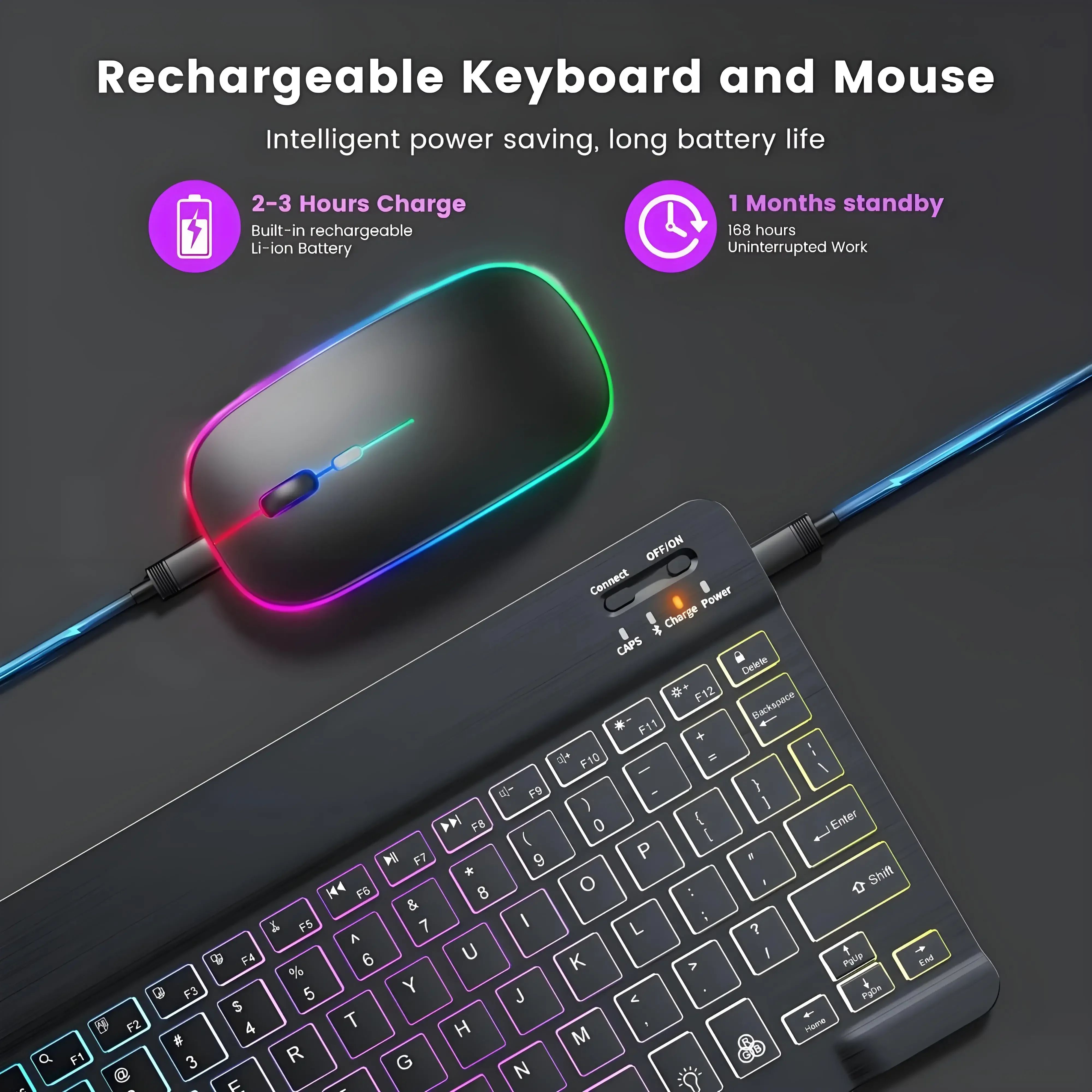 Teclado bluetooth mini teclado retroiluminado rgb 10 polegadas teclado sem fio backlight touchpad teclado para ios android windows ipad